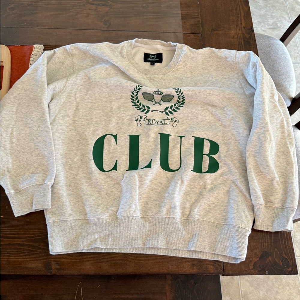 Gray Sweatshirt with Green Club Print